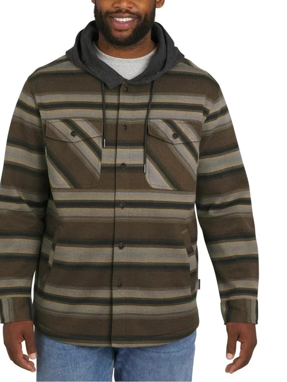Quiksilver Men's Hooded Gray & Black  Shirt Jacket Shacket Size:  Large